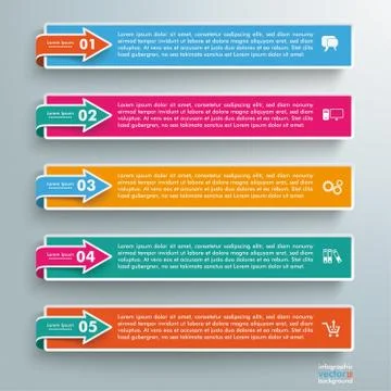 5 colored banners side arrows Stock Illustration