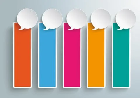 5 colored speech bubble banners piad Illustrazione stock