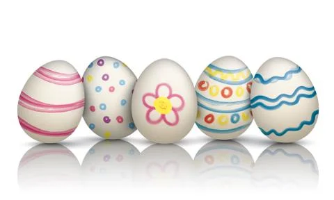 5 Colorful Natural Easter Eggs Frohe Ostern Stock Illustration