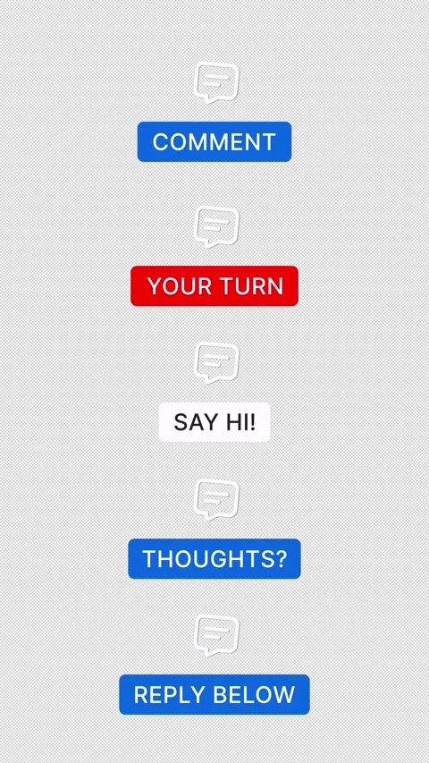 5 Comment Button Animations Pack - Transparent Alpha - 4K Vertical Stock Footage 327075274