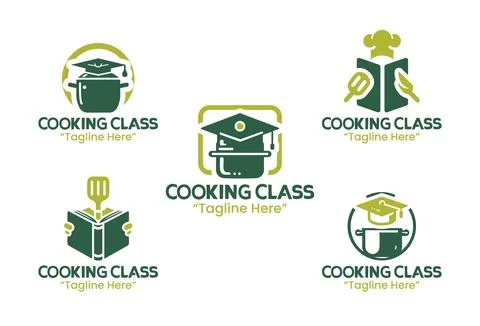 5 Cooking Class Logo Set Culinary Branding Collection Stock Illustration