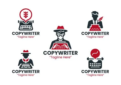 5 Creative copywriter logo set for writing and content marketing services Stock Illustration