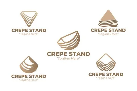 5 Crepe Stand Logo Set Modern Minimalist Food and Beverage Brand Design Illustrazione stock