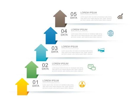5 data infographics arrow tab paper index timeline template. Vector illustr.. Stock Illustration