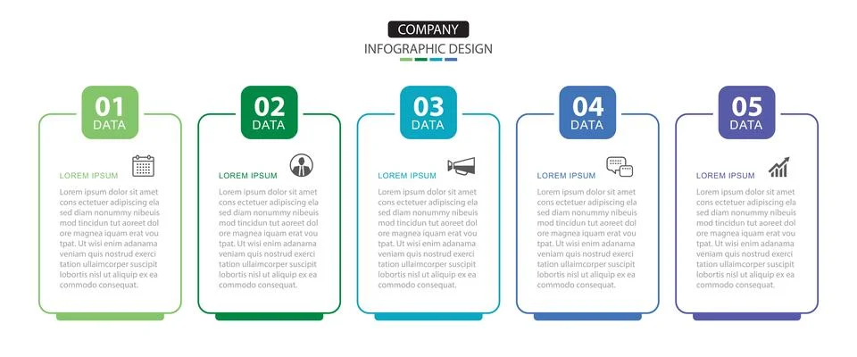 5 data infographics layout template. Illustration business abstract backgroun Stockillustratie