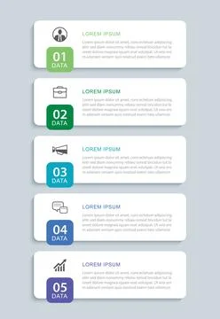 5 data infographics rectangle tab layout template. Illustration business ab.. 스톡 일러스트