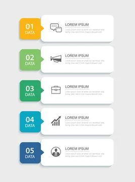 5 data infographics rectangle tab index template. Illustration business abs.. 스톡 일러스트