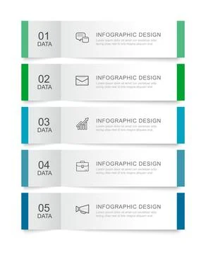 5 data infographics rectangle tab index template. Illustration business abs.. Stock Illustration