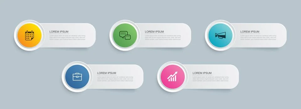 5 data infographics rectangle tab index template. Modern business abstract .. 스톡 일러스트