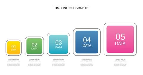 5 data infographics square step growth success template design. Illustration  イラスト素材
