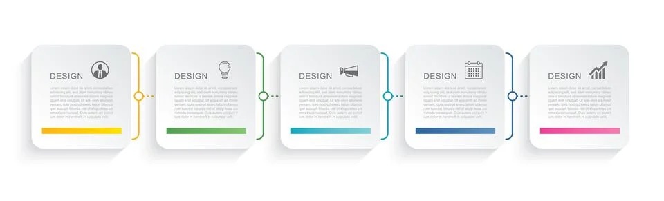5 data infographics square tab paper index template. Vector illustration abst Stock Illustration