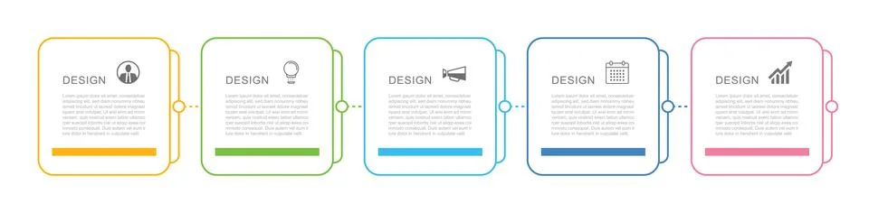 5 data infographics square tab thin line index template. Vector illustration  Stock Illustration