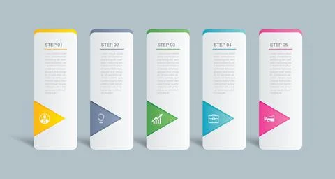 5 data infographics tab index template design. Vector illustration abstract b Illustrazione stock