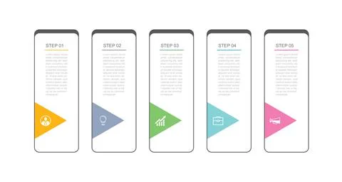 5 data infographics tab index thin line template design. Illustration abstrac Stock Illustration