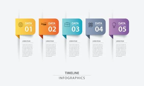 5 data infographics tab paper index template. Vector illustration abstract ba Stock Illustration