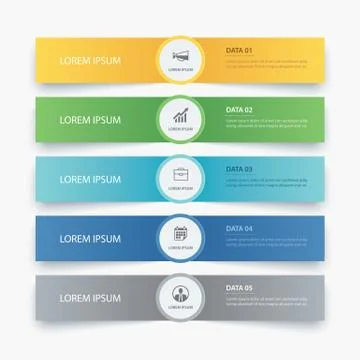 5 data infographics tab paper index template. Vector illustration abstract ba Stock Illustration