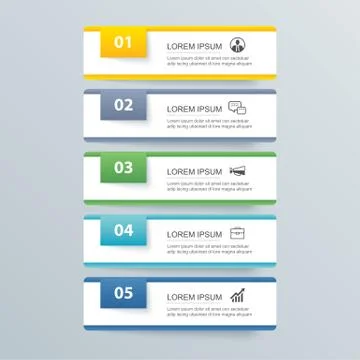 5 data infographics tab paper index template. Vector illustration abstract ba Stock Illustration