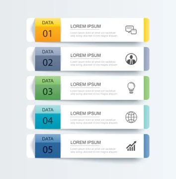 5 data infographics tab paper index template. Vector illustration abstract ba Stock Illustration