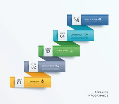 5 data infographics tab paper index template. Vector illustration abstract ba Stock Illustration