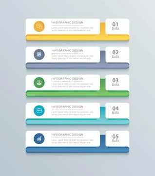 5 data infographics tab paper index template. Vector illustration abstract ba Stock Illustration