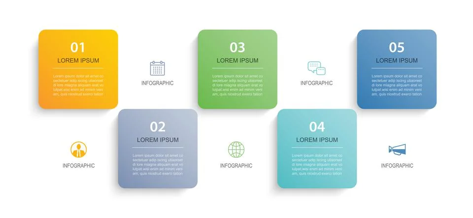 5 data infographics tab paper index template. Vector illustration abstract ba Stock Illustration