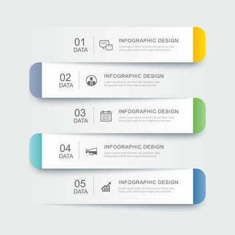 5 data infographics tab paper index template. Vector illustration abstract ba Stock Illustration