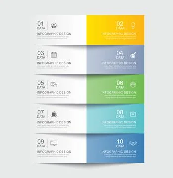 5 data infographics tab paper index template. Vector illustration abstract ba Stock Illustration