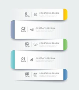 5 data infographics tab paper index template. Vector illustration abstract .. Stock Illustration