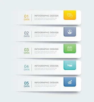5 data infographics tab paper index template. Vector illustration abstract .. Stock Illustration