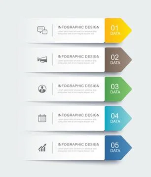 5 data infographics tab paper index template. Vector illustration abstract .. Stock Illustration