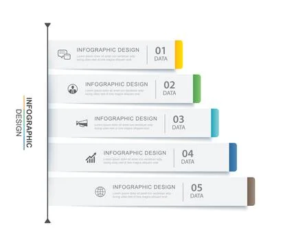5 data infographics tab paper index template. Vector illustration business .. Stock Illustration