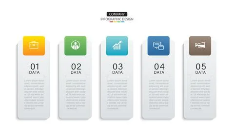 5 data infographics tab paper index template. Illustration business abstrac.. Stock Illustration