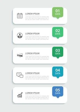 5 data infographics tab paper index template. Illustration abstract backgroun 스톡 일러스트