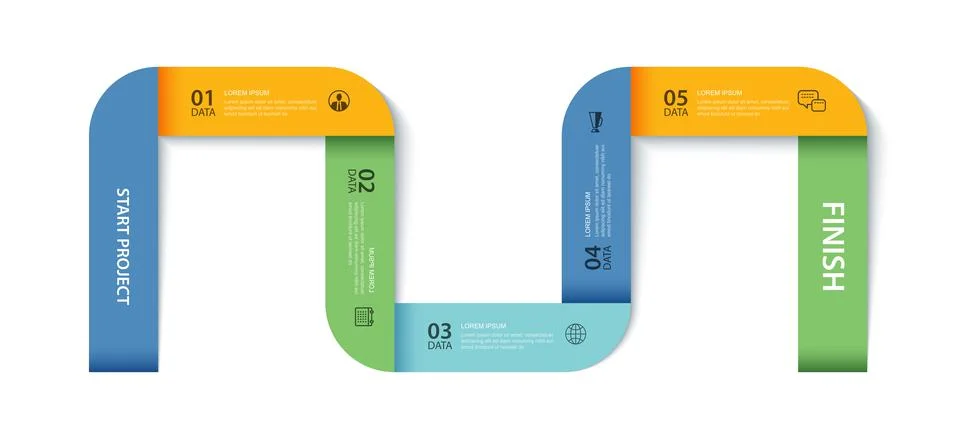 5 data infographics timeline tab paper index template. Vector illustration ab Stock Illustration