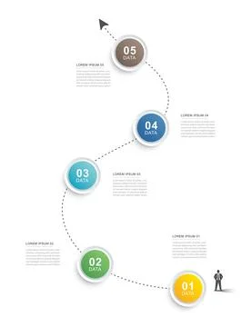 5 data infographics timeline template. Illustration business abstract backg.. Stock Illustration