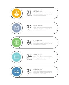 5 data infographics tube thin line index template. Vector illustration abstra Stock Illustration