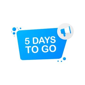 5 days to go on blue background. Banner for business, marketing and advertisi Illustrazione stock