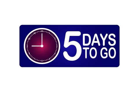5 days to go clock icon on blue background Ilustración de archivo