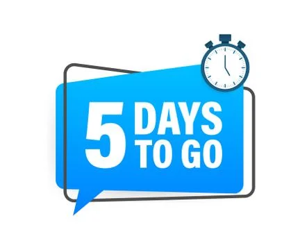 5 Days to go. Countdown timer. Clock icon. Time icon. Count time sale. Vector Illustrazione stock