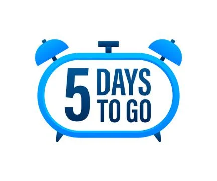 5 Days to go. Countdown timer. Clock icon. Time icon. Count time sale. Vector Illustrazione stock