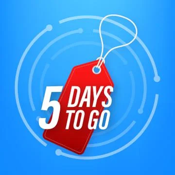 5 Days to go. Countdown timer. Clock icon. Time icon. Count time sale. Vector Stock Illustration