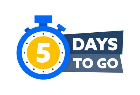 5 Days to go. Countdown timer. Countdown left days banner. Sale or promotion Stock Illustration