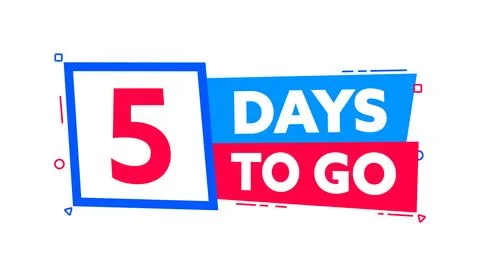 5 Days to go. Countdown timer. Countdown left days banner. Sale or promotion Illustrazione stock