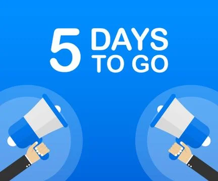 5 days to go flat icon on blue background. Banner for business, marketing and Stock Illustration