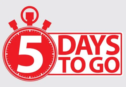 5 days to go red label, vector illustration Stock-Illustration