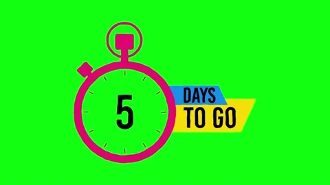 5 Days Left Countdown Animated Cartoon Effect Banner on Green Background Stock Footage 200887491
