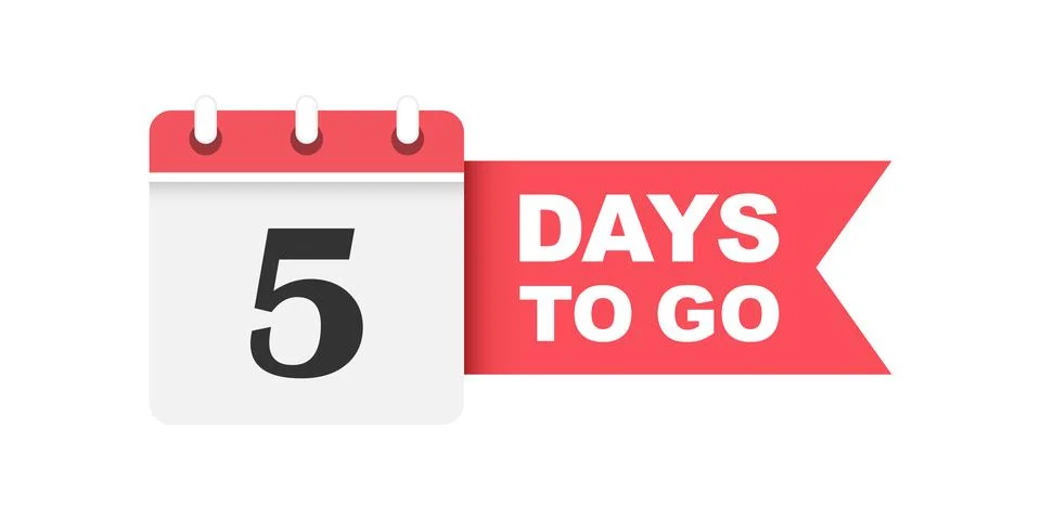 5 days left icon in flat style. Offer countdown date number vector illustra.. Stock Illustration
