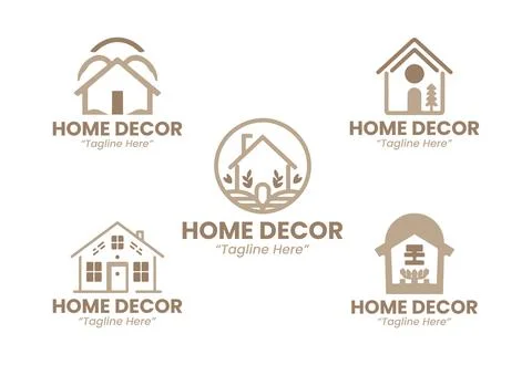 5 Decor Logo Set Modern Creative Interior Design イラスト素材