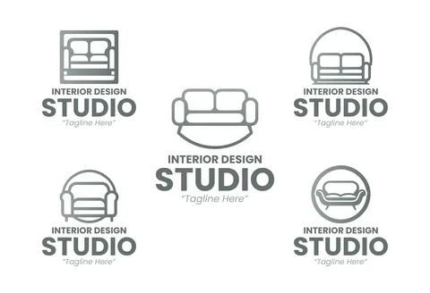5 Design Studio Logo Set Elegant Modern Branding Stock Illustration
