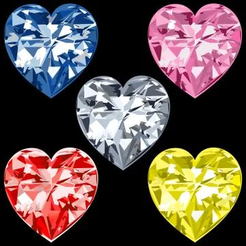 5 Diamond Hearts Stock Illustration